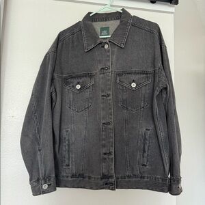 Black denim jacket. Size S, but oversized. Good condition